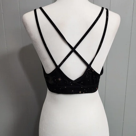 4/25$ Old Navy Active Go Dry Black With Gold Stars Sprts Bra Size L - Picture 6 of 9